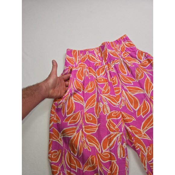 Sincerely Jules Womens Tropical Print Wide Leg Linen Blend Boho Palazzo Pants L - Picture 4 of 7